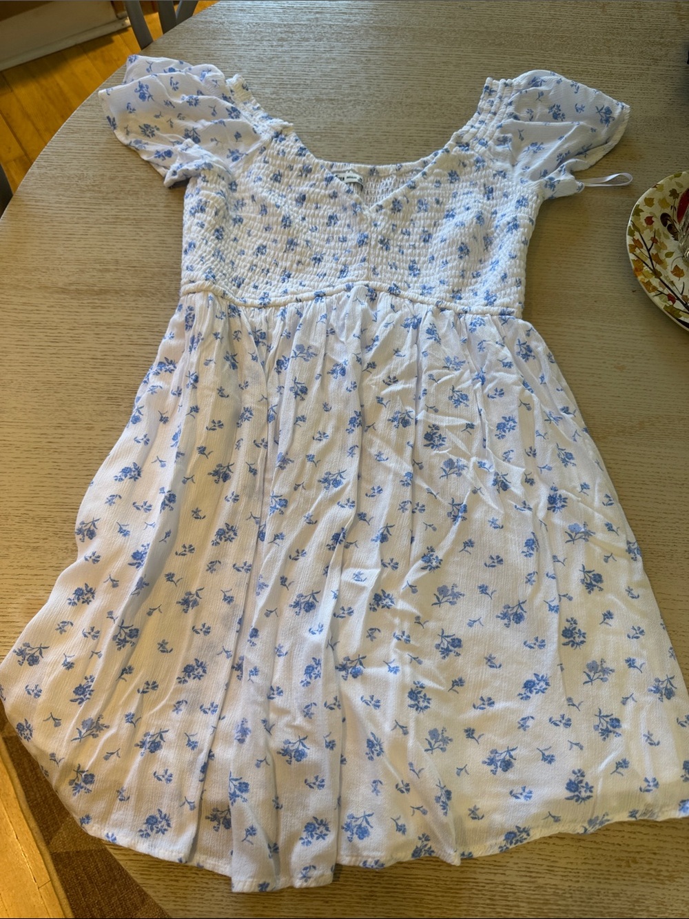 Hollister White Mini Dress with Blue Floral Print